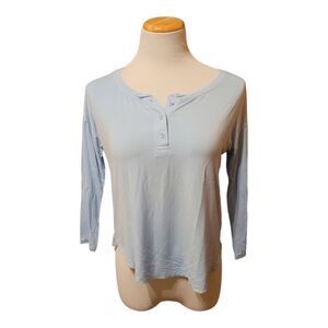 American Eagle Outfitters Soft & Sexy T Gray 3/4 Sleeves Top Round Neck Hem XS